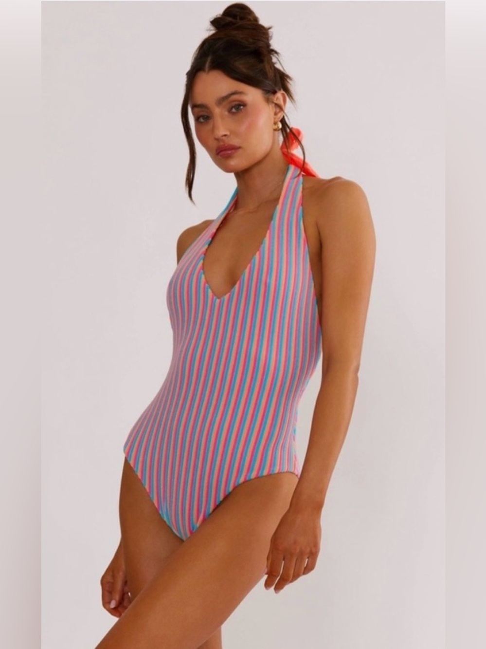 Beach Riot Frida One Piece In Petal Stripes Size Large